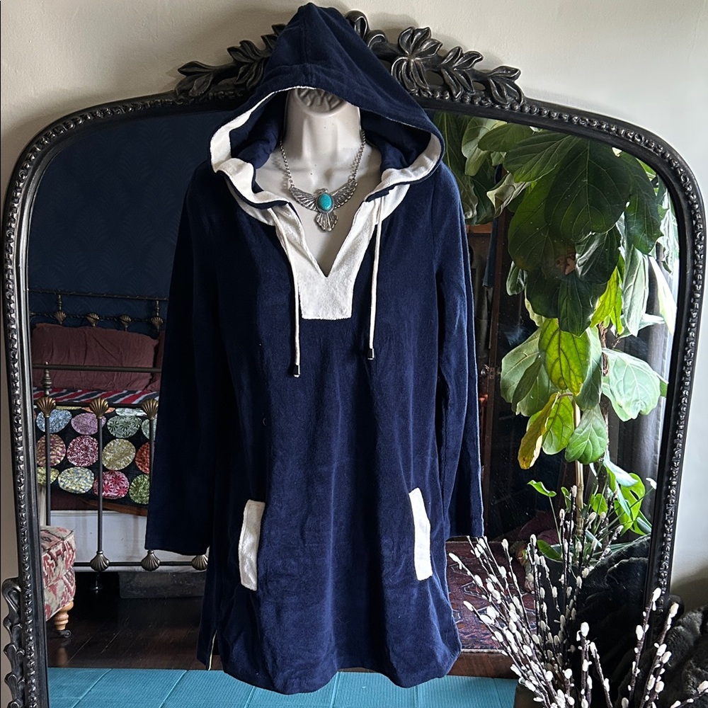 Boden Navy with white trim Terry cotton cover-up/ dress. 4